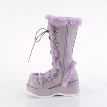 Load image into Gallery viewer, Platform Lace-Up Mid-Calf Boots with Faux Fur Trim and Full Inner Side Zip
