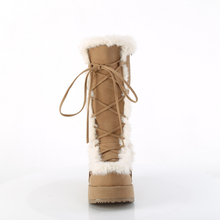 Load image into Gallery viewer, Platform Lace-Up Mid-Calf Boots with Faux Fur Trim and Full Inner Side Zip
