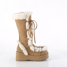 Load image into Gallery viewer, Platform Lace-Up Mid-Calf Boots with Faux Fur Trim and Full Inner Side Zip
