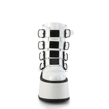 Load image into Gallery viewer, Platform Ankle Boots with Quadruple Buckle Straps, Metal Plate Details, and Back Metal Zip Closure
