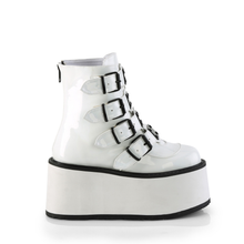 Load image into Gallery viewer, Platform Ankle Boots with Quadruple Buckle Straps, Metal Plate Details, and Back Metal Zip Closure
