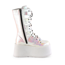 Load image into Gallery viewer, Platform Lace-Up Front Mid-Calf Boots with 6 Cone-Studded Buckle Straps and Inner Side Metal Zip

