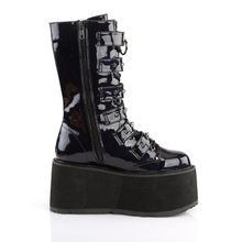 Load image into Gallery viewer, Platform Lace-Up Front Mid-Calf Boots with 6 Cone-Studded Buckle Straps and Inner Side Metal Zip
