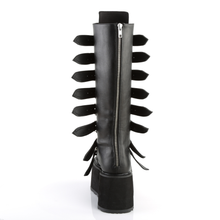 Load image into Gallery viewer, Platform Knee-High Boots with 8 Buckle Straps, Metal Plate Details, and Back Metal Zip Closure
