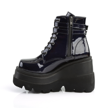 Load image into Gallery viewer, Platform Lace-Up Front Ankle Boots with Double Buckled Ankle Straps and Inner Side Zip
