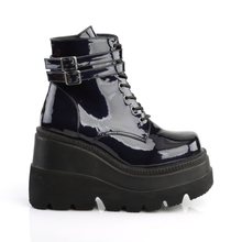 Load image into Gallery viewer, Platform Lace-Up Front Ankle Boots with Double Buckled Ankle Straps and Inner Side Zip
