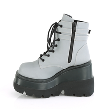 Load image into Gallery viewer, Platform Lace-Up Front Ankle Boots with Double Buckled Ankle Straps and Inner Side Zip

