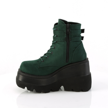 Load image into Gallery viewer, Platform Lace-Up Front Ankle Boots with Double Buckled Ankle Straps and Inner Side Zip
