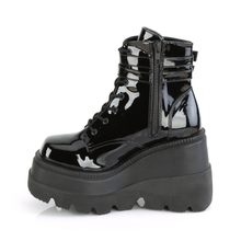 Load image into Gallery viewer, Platform Lace-Up Front Ankle Boots with Double Buckled Ankle Straps and Inner Side Zip
