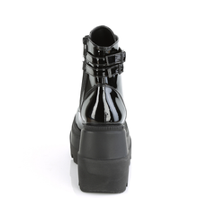 Load image into Gallery viewer, Platform Lace-Up Front Ankle Boots with Double Buckled Ankle Straps and Inner Side Zip
