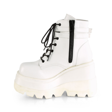 Load image into Gallery viewer, Platform Lace-Up Front Ankle Boots with Double Buckled Ankle Straps and Inner Side Zip
