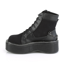 Load image into Gallery viewer, Platform Lace-Up Front Booties with Padded Ankle Collar, Clip-On Back Chain Detail, and Outer Metal Zip Closure
