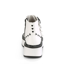 Load image into Gallery viewer, Platform Lace-Up Front Ankle Boots with Buckle Straps, O-Ring Detail, Heart Stud Accents, and Inner Side Zip
