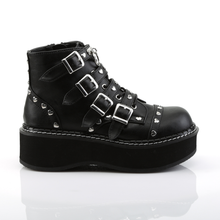 Load image into Gallery viewer, Platform Lace-Up Front Ankle Boots with Buckle Straps, O-Ring Detail, Heart Stud Accents, and Inner Side Zip
