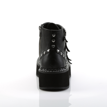 Load image into Gallery viewer, Platform Lace-Up Front Ankle Boots with Buckle Straps, O-Ring Detail, Heart Stud Accents, and Inner Side Zip
