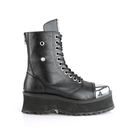 Ankle Boots with Silver Chrome Metal Toe Cap and Back Zip Closure