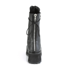 Load image into Gallery viewer, Mid-Calf Boots with Silver Chrome Metal Toe Cap and Ornamental Zip Details
