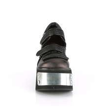 Load image into Gallery viewer, 4 1/2" Front &amp; Back Metal Plated Platform Mary Jane Shoes with Hook N' Loop Straps
