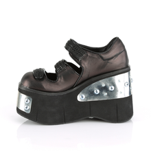 Load image into Gallery viewer, 4 1/2" Front &amp; Back Metal Plated Platform Mary Jane Shoes with Hook N' Loop Straps
