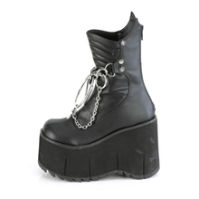 Load image into Gallery viewer, 4 1/2" Platform Calf-High Boots with Screw Studs, Quilted Detail, Hanging Chains, and Back Metal Zip
