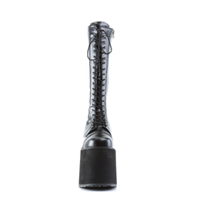 Load image into Gallery viewer, 5 3/4" Platform Goth Punk Cyber Lace-Up Knee-High Boots with Full Inner Side Zip Closure
