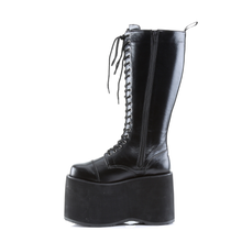 Load image into Gallery viewer, 5 3/4" Platform Goth Punk Cyber Lace-Up Knee-High Boots with Full Inner Side Zip Closure
