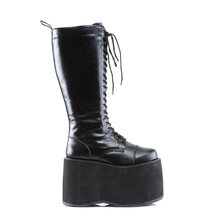 Load image into Gallery viewer, 5 3/4" Platform Goth Punk Cyber Lace-Up Knee-High Boots with Full Inner Side Zip Closure
