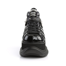 Load image into Gallery viewer, 3" Platform Lace-Up Shoes with Cone Studded Hook N' Loop Ankle Strap and UV Reactive Tongue Detail
