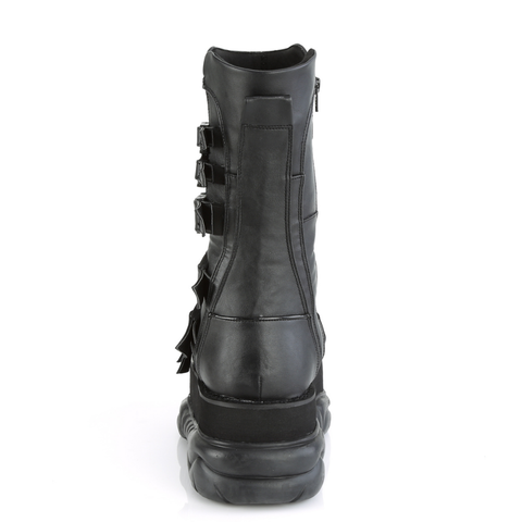 3" Platform Mid-Calf Boots with Multi Straps, Quick Release Buckles, and Inner Side Zip Closure