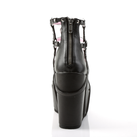 5" Wedge Platform Cage Booties with Studding, Multi-Sized O-Rings, and Pentagram Charm