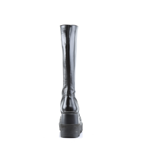 4.5" Stacked Wedge Platform Knee High Boots with Inner Side Zip Closure
