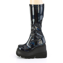 Load image into Gallery viewer, 4.5" (114mm) Wedge Platform Stretch Knee High Boots with Full Length Back Metal Zip Closure
