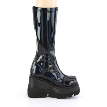 Load image into Gallery viewer, 4.5" (114mm) Wedge Platform Stretch Knee High Boots with Full Length Back Metal Zip Closure
