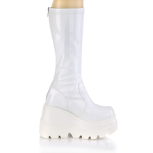 Load image into Gallery viewer, 4.5" (114mm) Wedge Platform Stretch Knee High Boots with Full Length Back Metal Zip Closure
