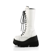 Load image into Gallery viewer, 4.5" (114mm) Wedge Platform Lace-Up Front Mid-Calf Boots with Inner Side Zip Closure

