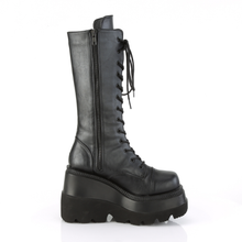 Load image into Gallery viewer, 4.5" (114mm) Wedge Platform Lace-Up Front Mid-Calf Boots with Inner Side Zip Closure
