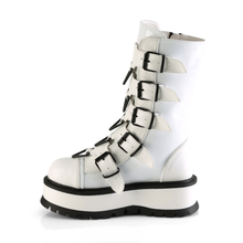 Load image into Gallery viewer, 2" (51mm) Platform Lace-Up Front Mid-Calf Boots with 5 Buckle Straps &amp; Triangle Ring Hardware
