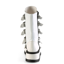 Load image into Gallery viewer, 2" (51mm) Platform Lace-Up Front Mid-Calf Boots with 5 Buckle Straps &amp; Triangle Ring Hardware
