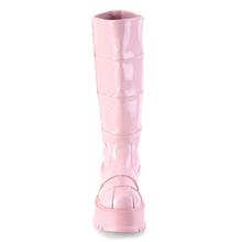 Load image into Gallery viewer, 2" (51mm) Platform Knee High Boots with Patching Details &amp; Inner Side Metal Zip Closure
