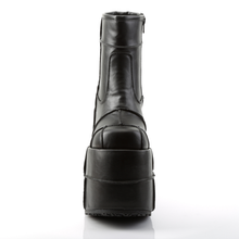 Load image into Gallery viewer, 7" (17.8cm) Platform Ankle Boots with Patching Details &amp; Side Zip Closure

