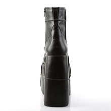 Load image into Gallery viewer, 7" (17.8cm) Platform Ankle Boots with Patching Details &amp; Side Zip Closure
