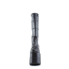 Load image into Gallery viewer, 7" (17.8cm) Platform Goth Cyber Gogo Punk Patched Knee High Boots with Inner Side Zip Closure
