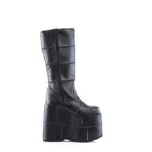 Load image into Gallery viewer, 7" (17.8cm) Platform Goth Cyber Gogo Punk Patched Knee High Boots with Inner Side Zip Closure
