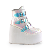 Load image into Gallery viewer, 5 1/2" (140mm) Wedge Platform Ankle Boots with Triple Buckle Straps &amp; Back Metal Zip Closure
