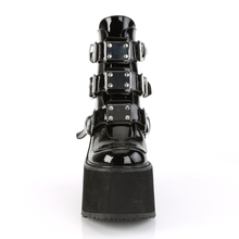 Load image into Gallery viewer, 5 1/2" (140mm) Wedge Platform Ankle Boots with Triple Buckle Straps &amp; Back Metal Zip Closure
