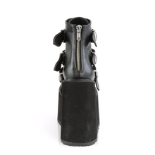 Load image into Gallery viewer, 5 1/2" (140mm) Wedge Platform Ankle Boots with Triple Buckle Straps &amp; Back Metal Zip Closure
