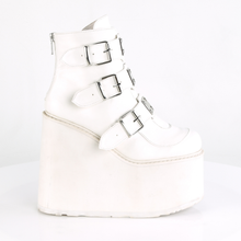 Load image into Gallery viewer, 5 1/2" (140mm) Wedge Platform Ankle Boots with Triple Buckle Straps &amp; Back Metal Zip Closure
