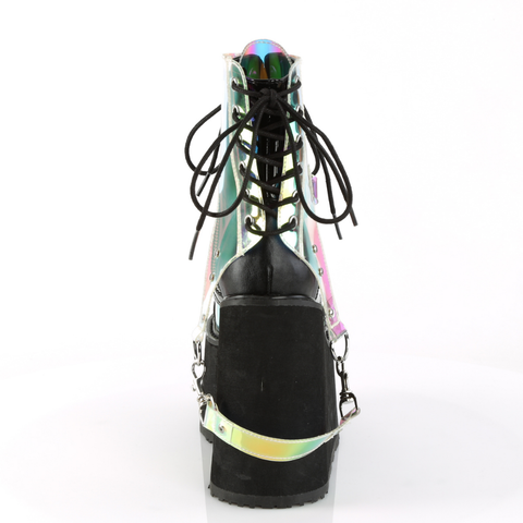Lace-Up Ankle Boots with Removable PVC Harness and Hanging Strap Details