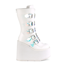 Load image into Gallery viewer, Platform Mid-Calf Boots with Heart Metal Plate Buckle Straps and Back Zip Closure

