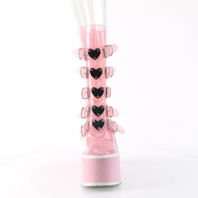 Load image into Gallery viewer, Mid-Calf Boots with Heart-Shaped Metal Plate Buckle Straps and Back Zip Closure
